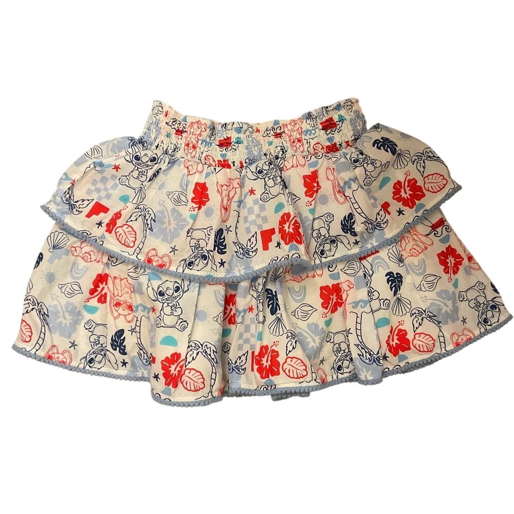 Disney Lilo & Stitch Cat & Jack Collaboration Girls Tiered Ruffle Skirt Blue, 14